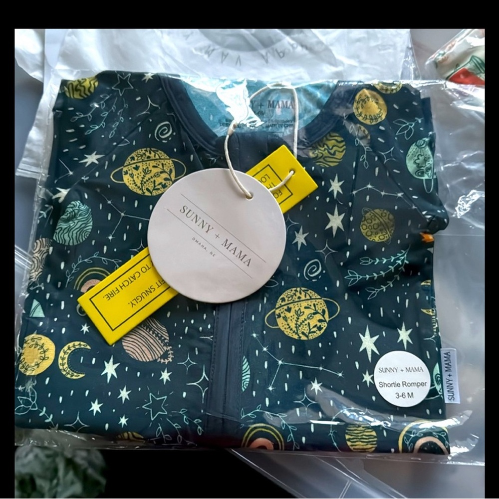Sunny and Mama bamboo 3-6m shorties rompers